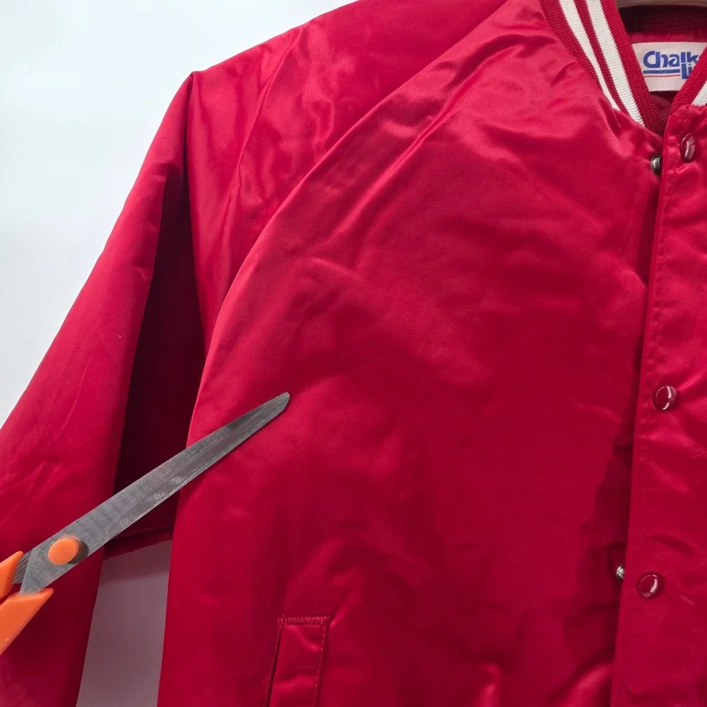 Chalk Line Red FMC Safety Excellence Winner 1989 Satin Bomber Jacket Mens XL